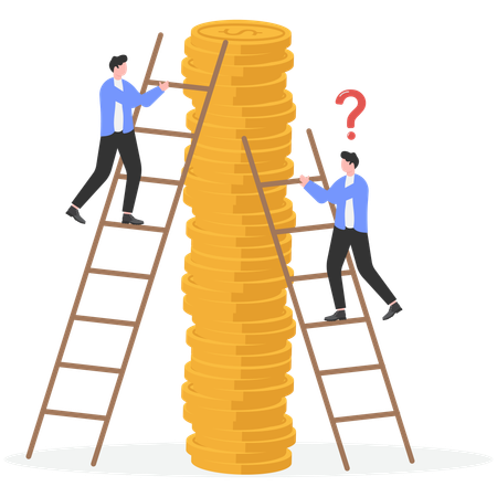 Businessman climbing business ladder  Illustration