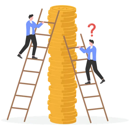 Businessman climbing business ladder  Illustration