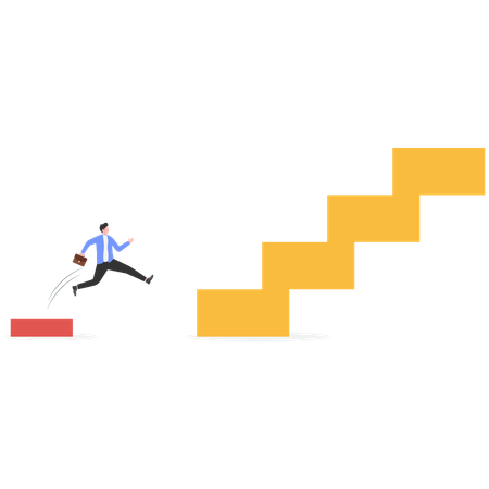 Businessman climbing business stairs  Illustration