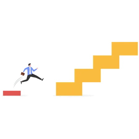 Businessman climbing business stairs  Illustration