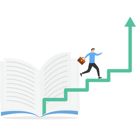 Businessman climbing business success ladder  Illustration