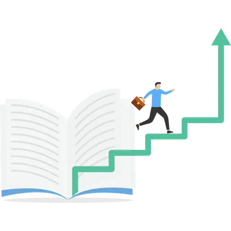 Businessman climbing business success ladder  Illustration