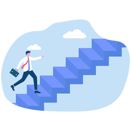 Businessman climbing career ladder  Illustration