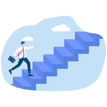 Businessman climbing career ladder  Illustration