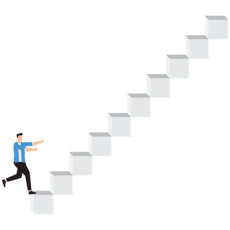 Businessman climbing career ladder  Illustration