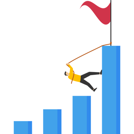 Businessman climbing charts and graphs  Illustration