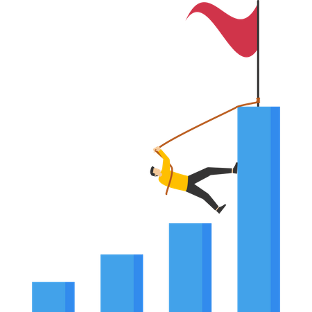 Businessman climbing charts and graphs  Illustration