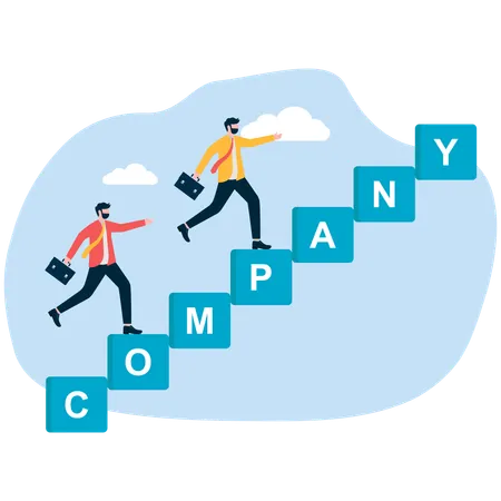 Businessman climbing company goals  Illustration