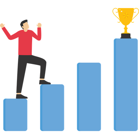 Businessman climbing for business win trophy  Illustration