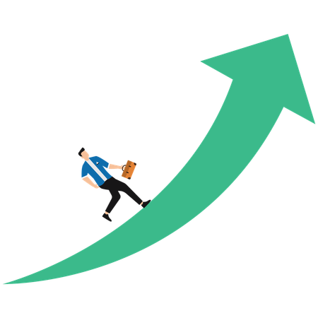 Businessman climbing growth graph  Illustration