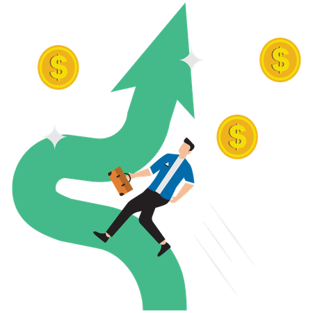 Businessman climbing growth graph  Illustration