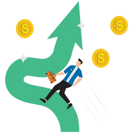 Businessman climbing growth graph  Illustration