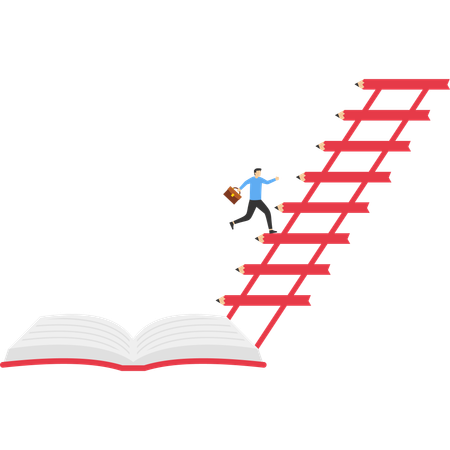 Businessman climbing ladder of success  Illustration