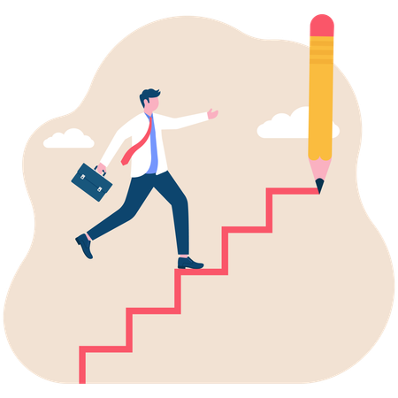 Businessman climbing ladder of success  Illustration