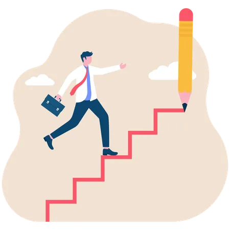 Businessman climbing ladder of success  Illustration