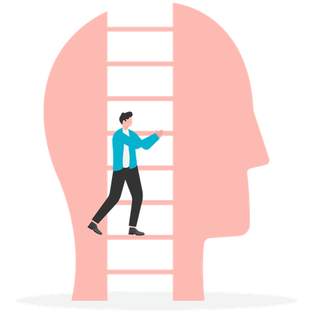 Businessman climbing ladder of success  Illustration