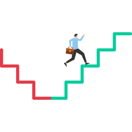 Businessman Climbing Ladder To A New Habit Old Habit And New Habit Choice Choose A New Direction Make Choice Concept Flat Vector Illustration On White Background Illustration