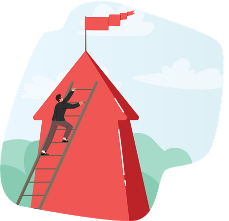 Businessman climbing ladder to catch success Illustration