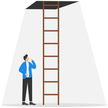 Businessman climbing ladder to success  Illustration