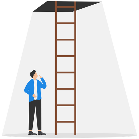 Businessman climbing ladder to success  Illustration