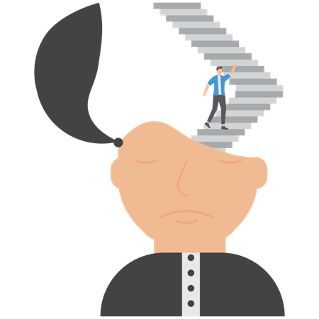 Businessman climbing mind stairs  Illustration