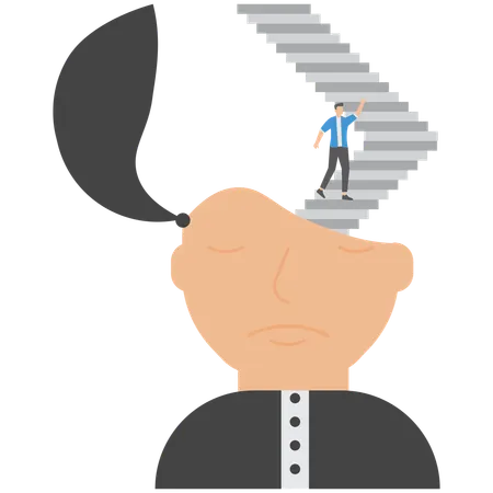 Businessman climbing mind stairs  Illustration
