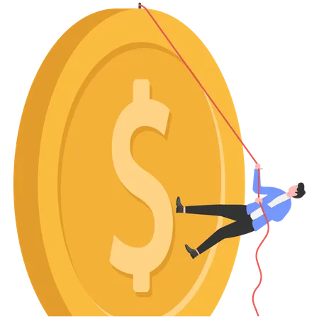 Businessman climbing money  Illustration