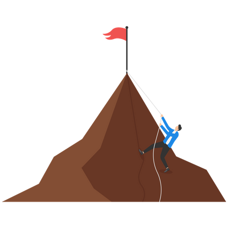 Businessman climbing mountain  Illustration
