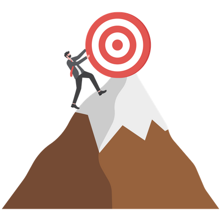 Businessman climbing mountain on top the goal target success  Illustration