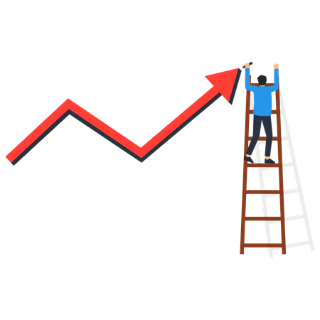 Businessman climbing on ladder for growth  Illustration