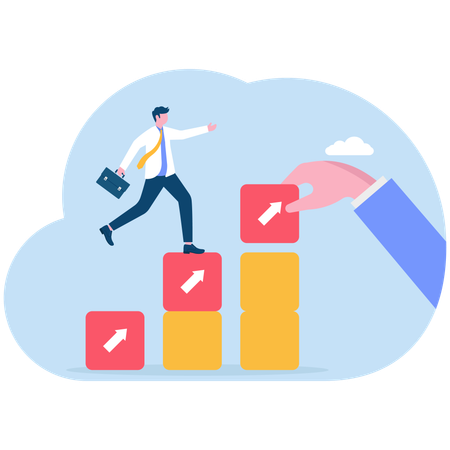 Businessman climbing on success graph  Illustration