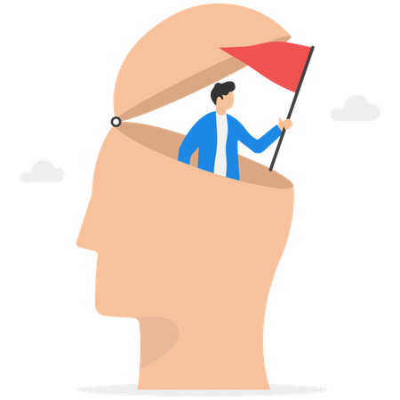 Businessman climbing on top of ideas  Illustration