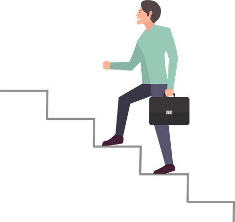 Businessman climbing stairs of success  イラスト