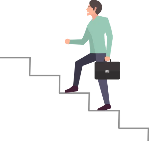 Businessman With Suitcase Climbing Stairs Of Success Business Competition Leadership Concept Man Climbs Career Ladder Go To Success Successful Business Strategic Planning Project Development Illustration
