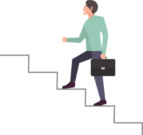 Businessman climbing stairs of success  Illustration