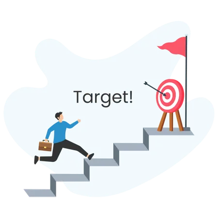 Businessman climbing stairs to achieve target  Illustration