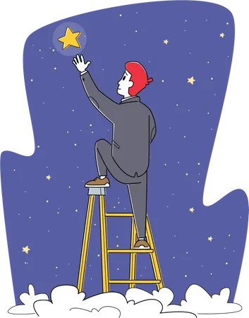 Businessman climbing stairs towards achievement Illustration