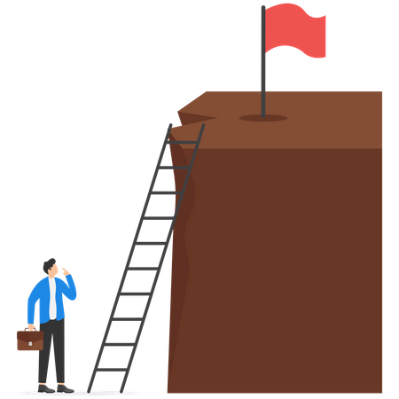 Businessman climbing stairs towards success  Illustration