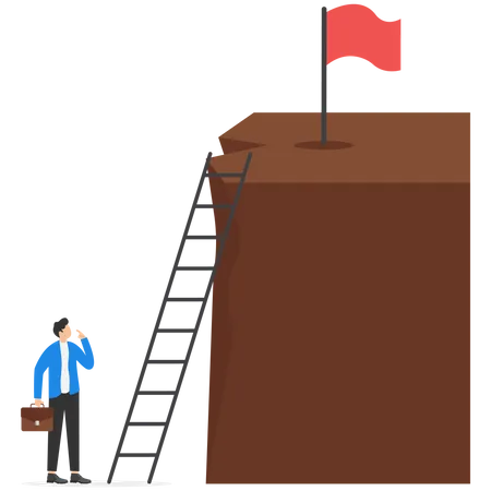 Businessman climbing stairs towards success  Illustration