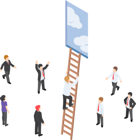 Businessman climbing success ladder Illustration