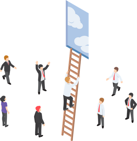 Businessman climbing success ladder  Illustration