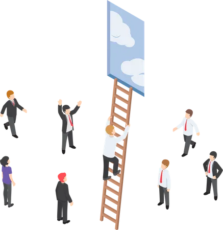 Businessman climbing success ladder  Illustration