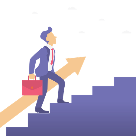 Businessman climbing success stairs Illustration