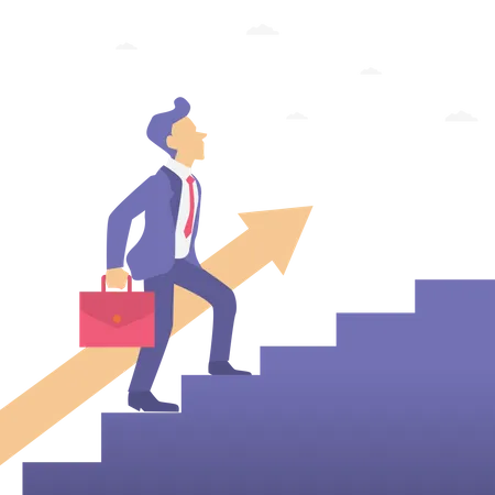 Businessman climbing success stairs Illustration