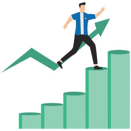 Businessman climbing success stairs  Illustration