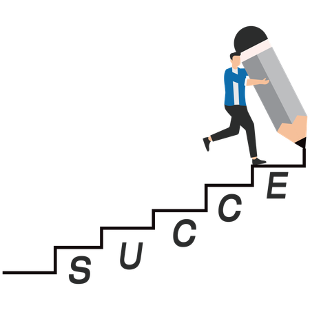 Businessman climbing success stairs  Illustration