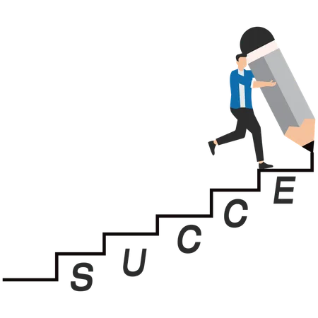 Businessman climbing success stairs  Illustration