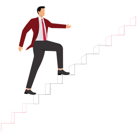 Businessman Climbing Success Stairs Toward Career Goal  Illustration