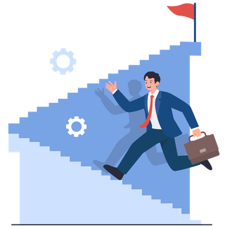 Businessman Climbing the Stairs of Success  Illustration