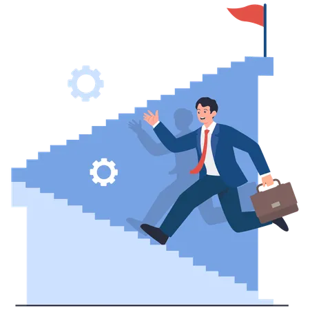 Businessman Climbing the Stairs of Success  Illustration